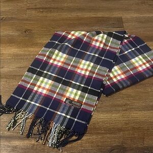 Classic Navy Plaid Cashmere blend scarf